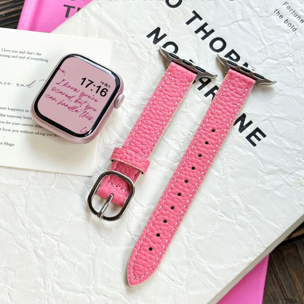 Leather Oval Buckle Strap For Apple Watch
