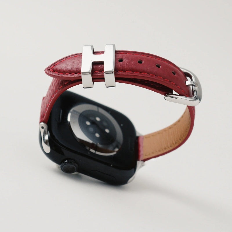 Leather H Metal Buckle Band