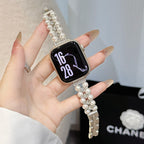 Double-Row Pearl Metal Strap For Apple Watch